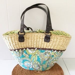 Vera Bradley Wicker Beach Tote Bag Purse Large